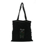 Tweed Resin Strass Large Robot Shopping Bag Black