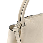 Vitello Daino Soft Medium Zippered Top Handle Bag White
