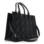 Calfskin Macro Cannage Medium Book Tote Black