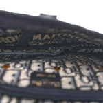 Oblique Embroidered Saddle Bag Blue