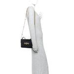 Smooth Calfskin Small Zumi Top Handle Shoulder Bag Black