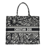 Canvas Embroidered Large Plan De Paris Book Tote Black White