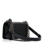 Caviar Quilted Small Boy Flap Black