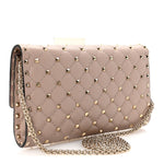 Lambskin Rockstud Spike Wallet on Chain Poudre