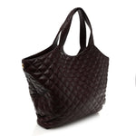 Lambskin Quilted Maxi Icare Shopping Tote  Rouge Cabernet