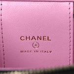 Lambskin Quilted Top Handle Mini Vanity Case With Chain Black Pink