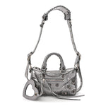 Metallic Agneau Arena Mini Le Cagole Duffle Crossbody Bag Silver