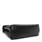 Calfskin Y Quilted Monogram Medium Loulou Chain Satchel Black