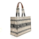 Jacquard Striped Large Cabas Thais White Black