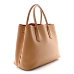 Saffiano Cuir Medium Double Handle Bag Caramel Fuoco