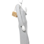 Suede Shearling Triomphe Chain Shoulder Bag Beige