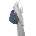 Suede Quilted Medium Chanel 25 Handbag Blue