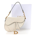 Grained Calfskin Saddle Bag White