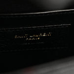 Grain De Poudre Textured Mixed Matelasse Triquilt Small Monogram Satchel Black