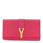 Calfskin Classic Y Ligne Clutch Fuchsia