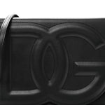 Calfskin DG Logo Flap Crossbody Bag Black