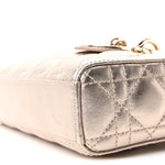 Metallic Lambskin Cannage Small Lady D-Joy Champagne