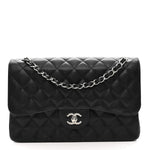 Caviar Quilted Jumbo Double Flap Black