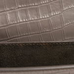 Calfskin Crocodile Embossed Medium Monogram Sunset Fog