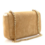 Suede Shearling Triomphe Chain Shoulder Bag Beige