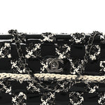 Tweed Patent Quilted Rectangular Flap Black White