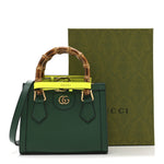 Wonka Grain Calfskin Mini Diana Tote Bag Green Yellow Fluo