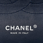 Patent Quilted Jumbo Double Flap Dark Blue