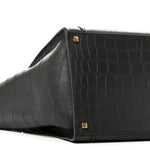 Crocodile Embossed Calfskin Medium Phantom Luggage Black