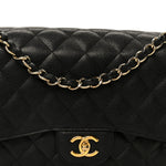Caviar Quilted Jumbo Double Flap Black