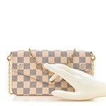 Damier Azur Pochette Felicie Chain Wallet Rose Ballerine