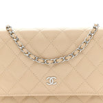 Caviar Quilted Wallet on Chain WOC Beige