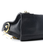 Chevre Gold Metallic Edge Hardware Mini City  Bleu Nuit Dark Sea