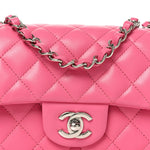 Lambskin Quilted Mini Rectangular Flap Pink