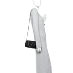 Caviar Quilted Barrel Clutch With Chain Black