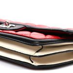 Lambskin Quilted Tri-Color Flap Red White Black