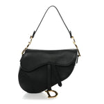 Grained Calfskin Saddle Bag Black