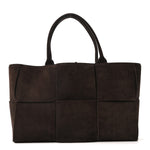 Suede Maxi Intrecciato Small Arco Tote Fondente