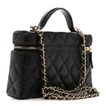 Caviar Quilted Top Handle Slim Vanity With Chain Black