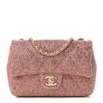 Lambskin Crystal Diamante Small Flap Light Pink