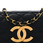 Lambskin Quilted Jumbo CC Small Single Flap Black