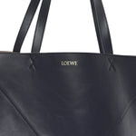 Shiny Calfskin Large Puzzle Fold Tote Abyss Blue