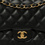 Caviar Quilted Jumbo Double Flap Black