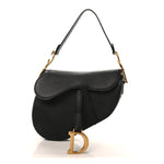 Grained Calfskin Saddle Bag Black