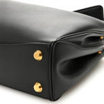 Natural Smooth Calfskin Small Rodeo Top Handle Handbag Black