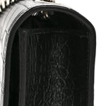 Calfskin Crocodile Embossed Small Classic Monogram Kate Tassel Satchel Black