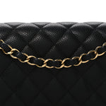Caviar Quilted Medium Double Flap Black