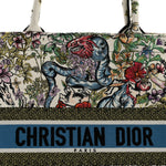 Canvas Embroidered Large D-Constellation Book Tote Latte Multicolor