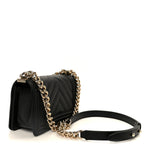 Lambskin Chevron Quilted Small Boy Flap Black