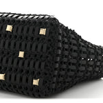 Raffia Calfskin The Studio Box Tote Black