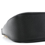 Vitello Daino Soft Zippered Hobo Shoulder Bag Black